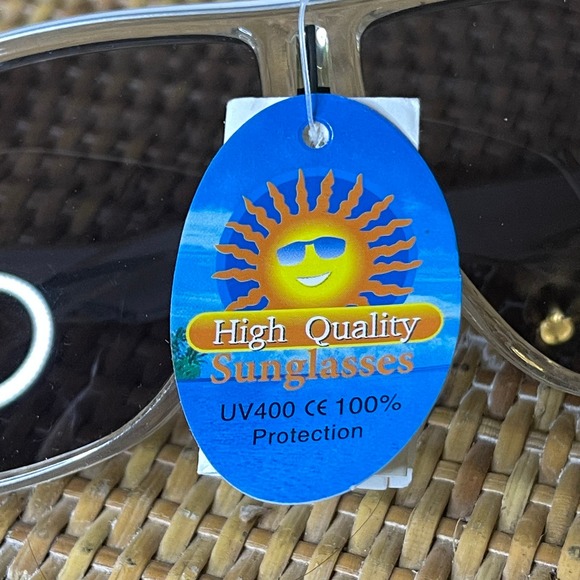 Vintage 90s Clear White Sunglasses Plastic Frame Smoky Lenses Deadstock - Picture 13 of 15